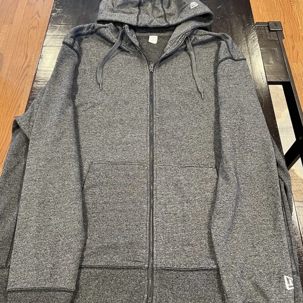 Men's Charcoal Zip-Up fleece warm zipper Hoodie 4XL New!